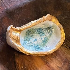 3” Hand Painted Decoupage Oyster Shell